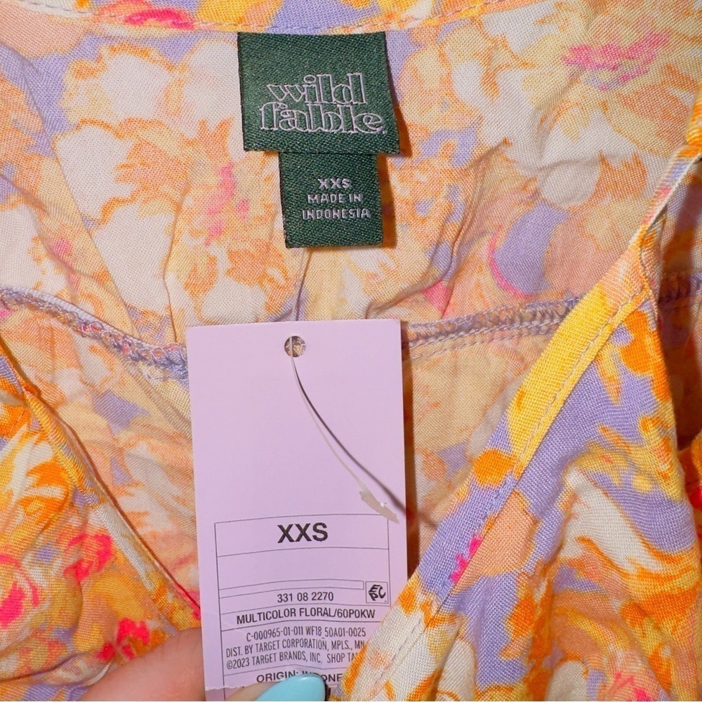 Wild Fable NWT Orange Floral Print Sleeveless Mini Slip Dress size XXS - Picture 4 of 5